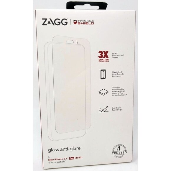 Zagg Glass Anti-Glare Screen Protector for iPhone 14 Pro Max, Anti-Fingerprint - Picture 1 of 2